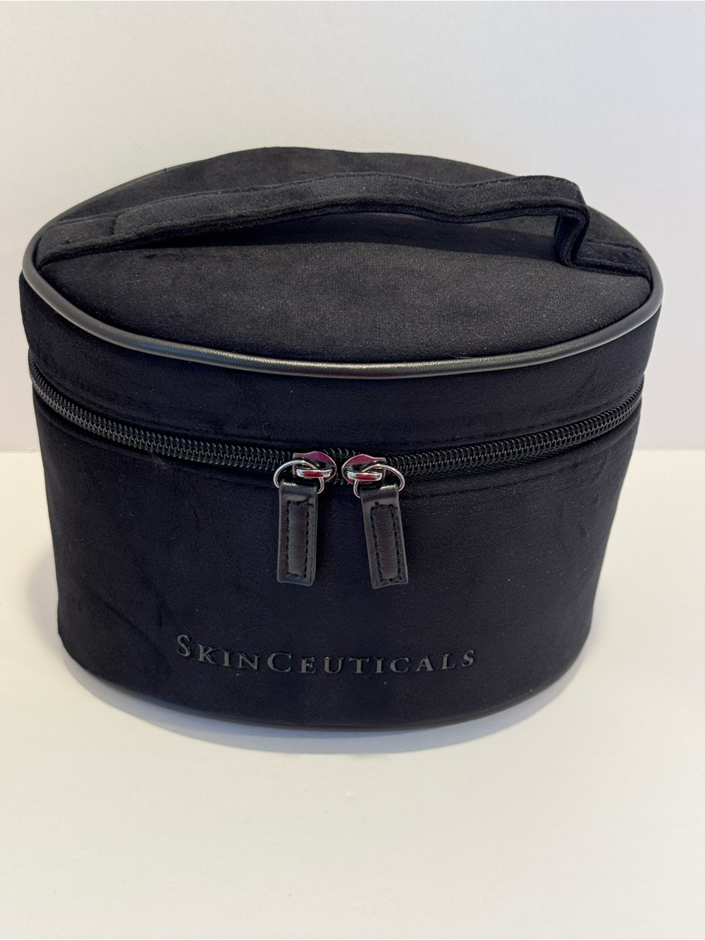 SkinCeuticals Black Velour Round Toiletry Case with Top Handle